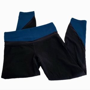 Womens Athleta Black with Blue Accent Yoga Leggings